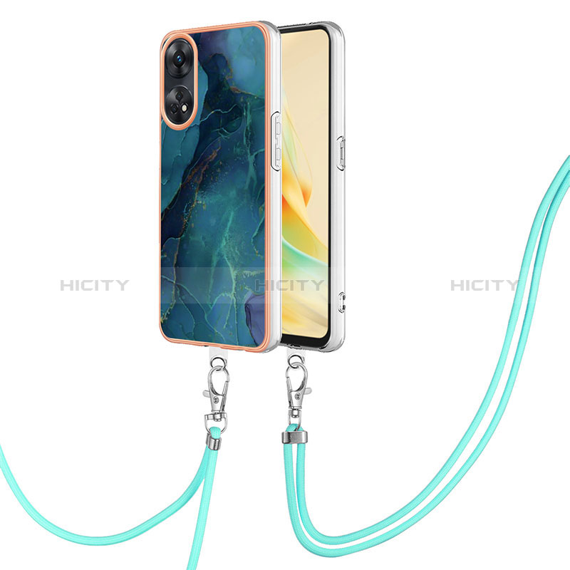 Coque Silicone Motif Fantaisie Souple Couleur Unie Etui Housse avec Laniere Strap YB7 pour Oppo Reno8 T 4G Plus