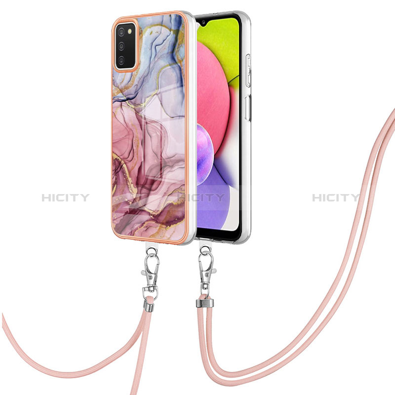 Coque Silicone Motif Fantaisie Souple Couleur Unie Etui Housse avec Laniere Strap YB7 pour Samsung Galaxy A02s Mixte Plus