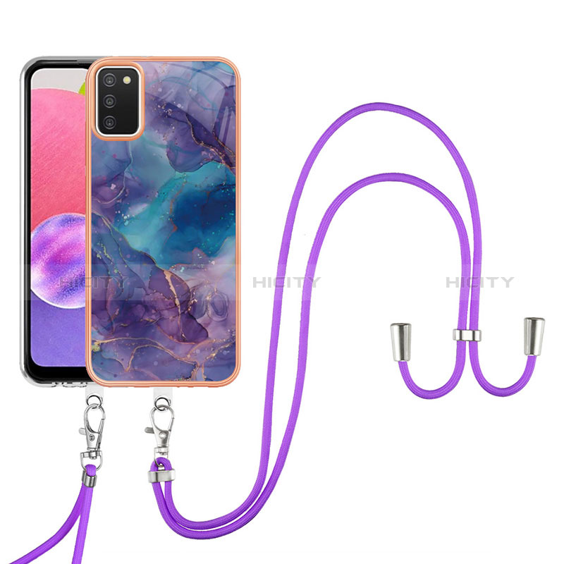 Coque Silicone Motif Fantaisie Souple Couleur Unie Etui Housse avec Laniere Strap YB7 pour Samsung Galaxy A02s Plus