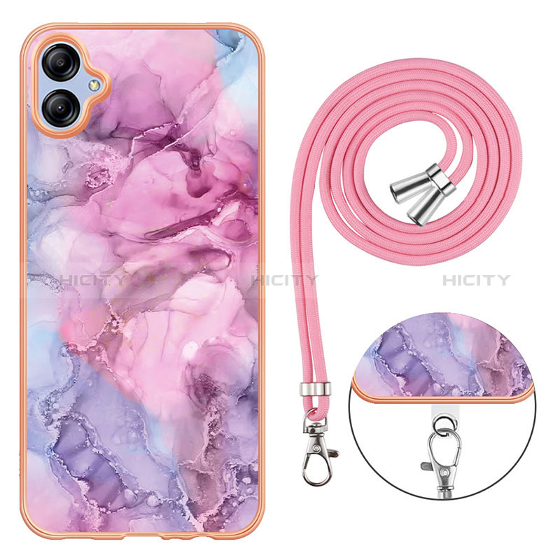 Coque Silicone Motif Fantaisie Souple Couleur Unie Etui Housse avec Laniere Strap YB7 pour Samsung Galaxy A04 4G Plus