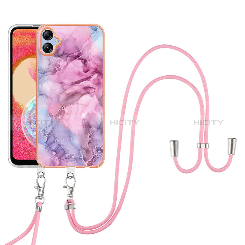 Coque Silicone Motif Fantaisie Souple Couleur Unie Etui Housse avec Laniere Strap YB7 pour Samsung Galaxy A04 4G Plus