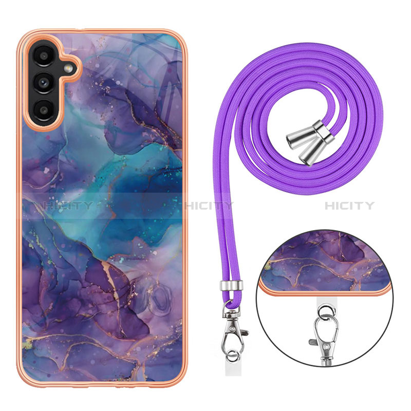 Coque Silicone Motif Fantaisie Souple Couleur Unie Etui Housse avec Laniere Strap YB7 pour Samsung Galaxy A04s Plus