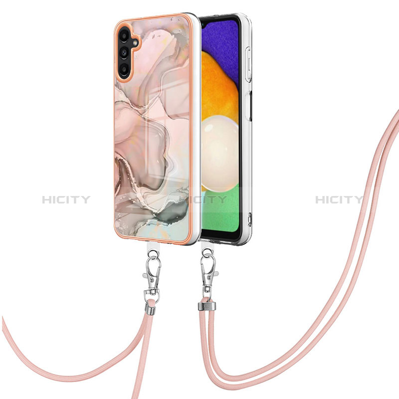 Coque Silicone Motif Fantaisie Souple Couleur Unie Etui Housse avec Laniere Strap YB7 pour Samsung Galaxy A04s Plus