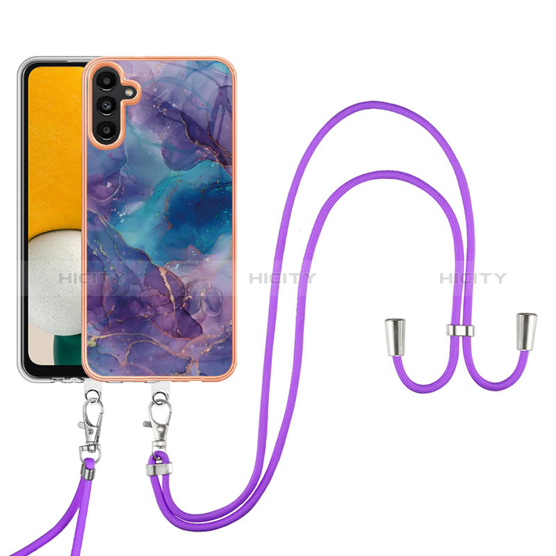 Coque Silicone Motif Fantaisie Souple Couleur Unie Etui Housse avec Laniere Strap YB7 pour Samsung Galaxy A04s Plus