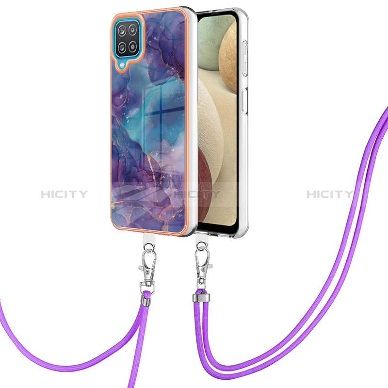 Coque Silicone Motif Fantaisie Souple Couleur Unie Etui Housse avec Laniere Strap YB7 pour Samsung Galaxy A12 5G Plus