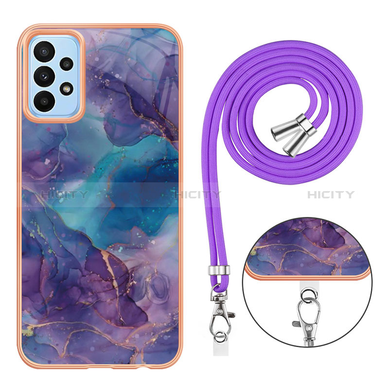 Coque Silicone Motif Fantaisie Souple Couleur Unie Etui Housse avec Laniere Strap YB7 pour Samsung Galaxy A13 4G Plus