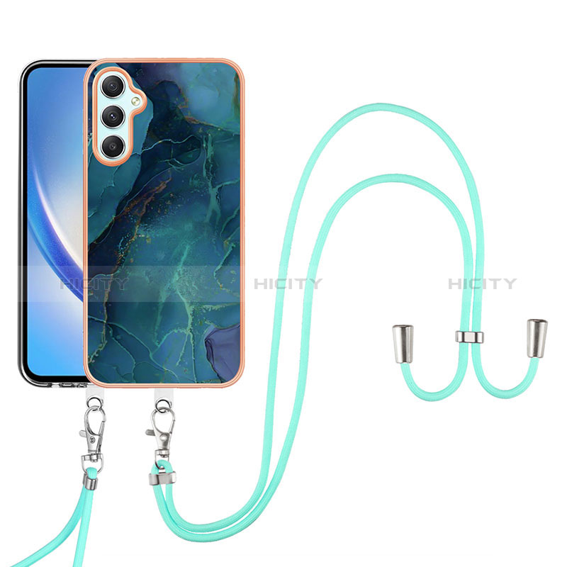 Coque Silicone Motif Fantaisie Souple Couleur Unie Etui Housse avec Laniere Strap YB7 pour Samsung Galaxy A24 4G Plus