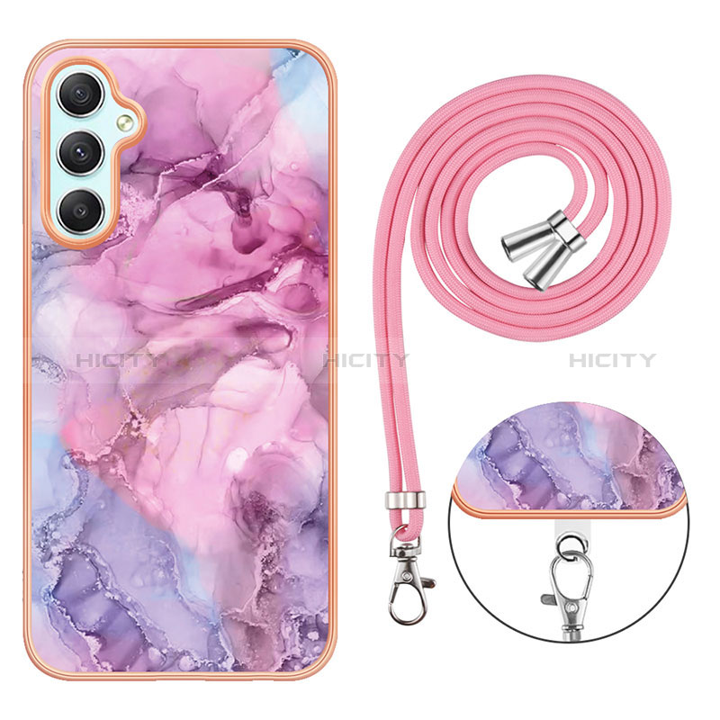 Coque Silicone Motif Fantaisie Souple Couleur Unie Etui Housse avec Laniere Strap YB7 pour Samsung Galaxy A25 5G Plus