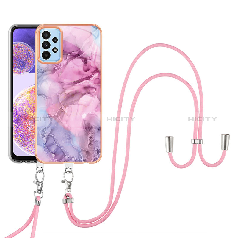 Coque Silicone Motif Fantaisie Souple Couleur Unie Etui Housse avec Laniere Strap YB7 pour Samsung Galaxy A32 5G Plus