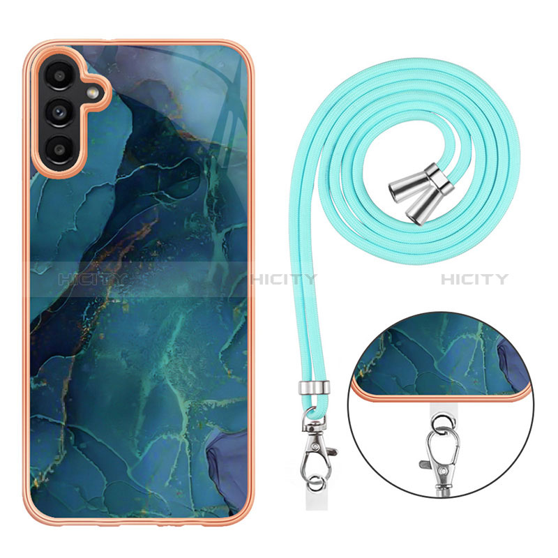 Coque Silicone Motif Fantaisie Souple Couleur Unie Etui Housse avec Laniere Strap YB7 pour Samsung Galaxy A34 5G Plus