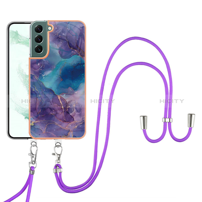 Coque Silicone Motif Fantaisie Souple Couleur Unie Etui Housse avec Laniere Strap YB7 pour Samsung Galaxy S22 5G Plus