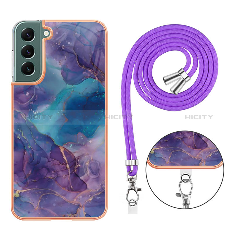 Coque Silicone Motif Fantaisie Souple Couleur Unie Etui Housse avec Laniere Strap YB7 pour Samsung Galaxy S23 Plus 5G Plus