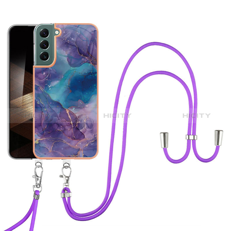 Coque Silicone Motif Fantaisie Souple Couleur Unie Etui Housse avec Laniere Strap YB7 pour Samsung Galaxy S24 5G Plus