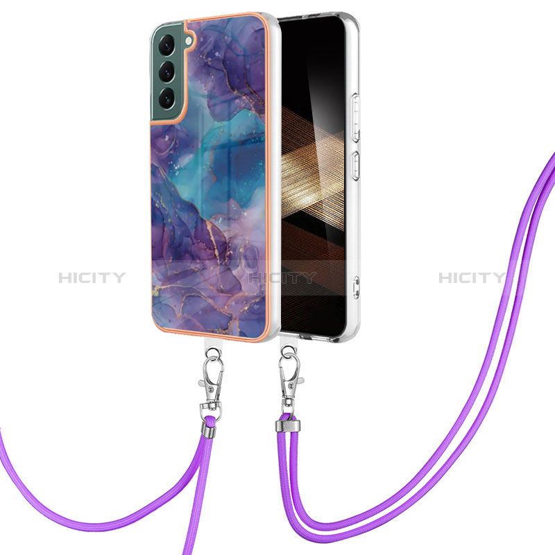 Coque Silicone Motif Fantaisie Souple Couleur Unie Etui Housse avec Laniere Strap YB7 pour Samsung Galaxy S25 Plus 5G Plus