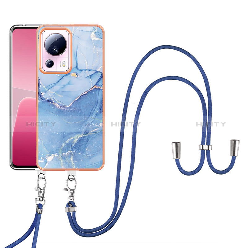 Coque Silicone Motif Fantaisie Souple Couleur Unie Etui Housse avec Laniere Strap YB7 pour Xiaomi Civi 2 5G Bleu Plus