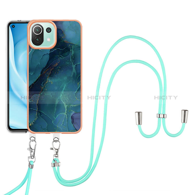 Coque Silicone Motif Fantaisie Souple Couleur Unie Etui Housse avec Laniere Strap YB7 pour Xiaomi Mi 11 Lite 4G Plus