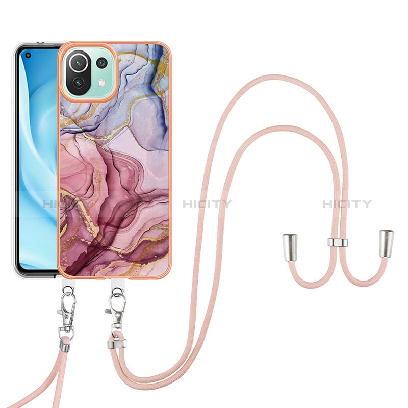 Coque Silicone Motif Fantaisie Souple Couleur Unie Etui Housse avec Laniere Strap YB7 pour Xiaomi Mi 11 Lite 5G NE Mixte Plus