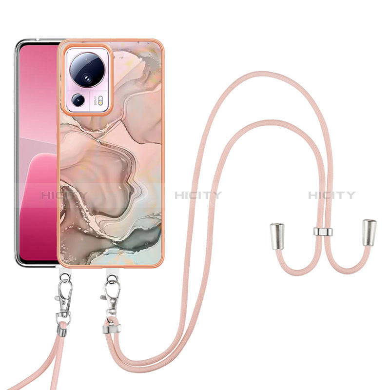 Coque Silicone Motif Fantaisie Souple Couleur Unie Etui Housse avec Laniere Strap YB7 pour Xiaomi Mi 12 Lite NE 5G Rose Plus