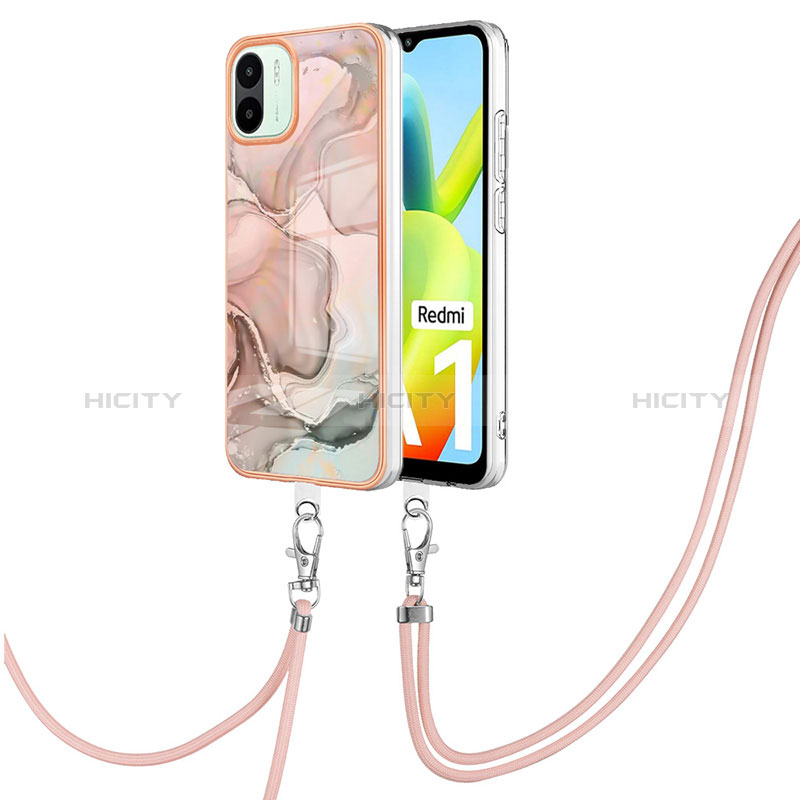 Coque Silicone Motif Fantaisie Souple Couleur Unie Etui Housse avec Laniere Strap YB7 pour Xiaomi Poco C50 Plus