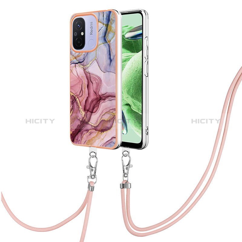 Coque Silicone Motif Fantaisie Souple Couleur Unie Etui Housse avec Laniere Strap YB7 pour Xiaomi Poco C55 Mixte Plus