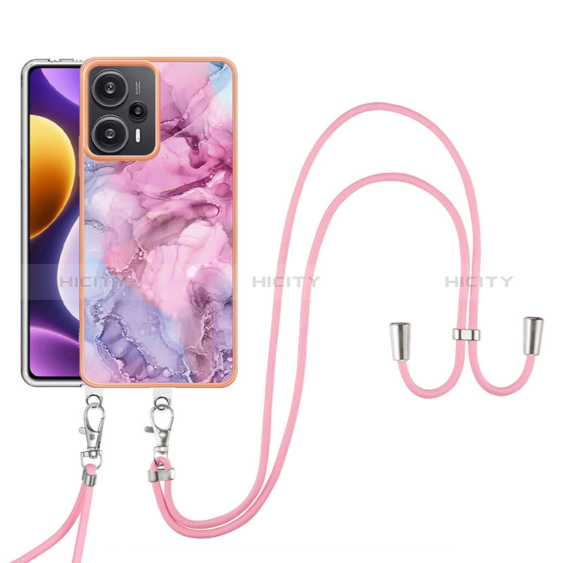 Coque Silicone Motif Fantaisie Souple Couleur Unie Etui Housse avec Laniere Strap YB7 pour Xiaomi Poco F5 5G Plus