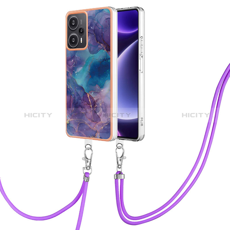 Coque Silicone Motif Fantaisie Souple Couleur Unie Etui Housse avec Laniere Strap YB7 pour Xiaomi Poco F5 5G Plus