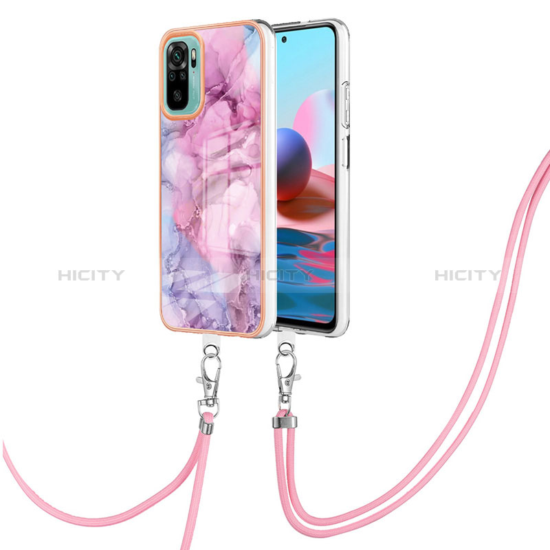 Coque Silicone Motif Fantaisie Souple Couleur Unie Etui Housse avec Laniere Strap YB7 pour Xiaomi Poco M5S Violet Clair Plus