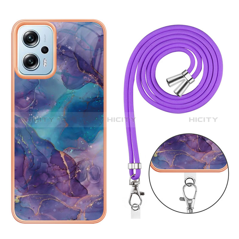 Coque Silicone Motif Fantaisie Souple Couleur Unie Etui Housse avec Laniere Strap YB7 pour Xiaomi Poco X4 GT 5G Plus