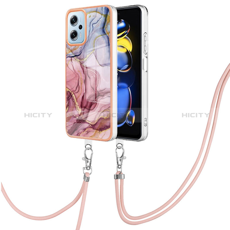 Coque Silicone Motif Fantaisie Souple Couleur Unie Etui Housse avec Laniere Strap YB7 pour Xiaomi Poco X4 GT 5G Plus