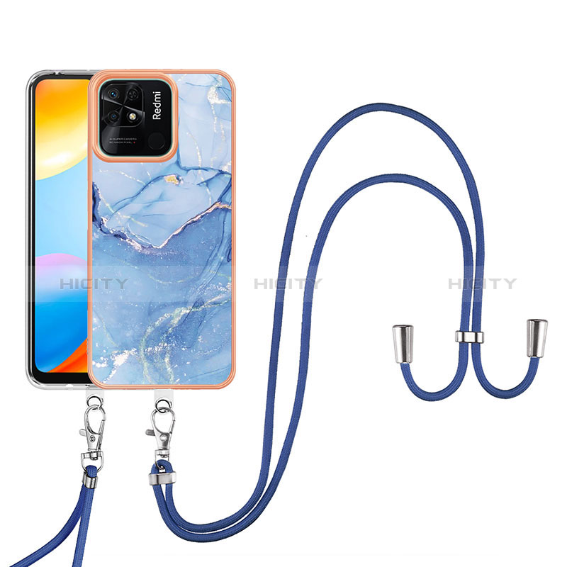 Coque Silicone Motif Fantaisie Souple Couleur Unie Etui Housse avec Laniere Strap YB7 pour Xiaomi Redmi 10C 4G Plus