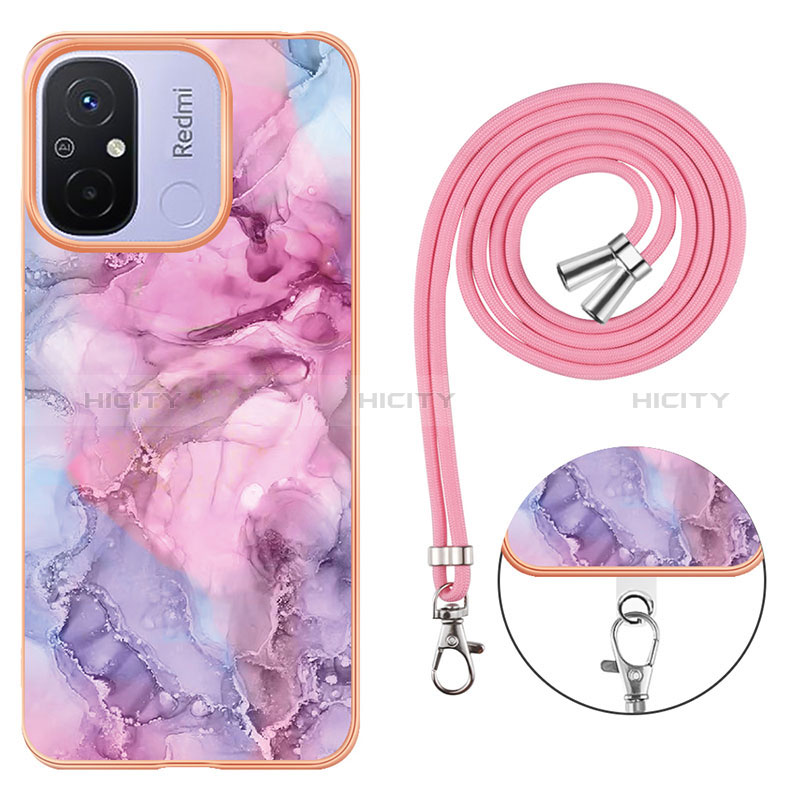 Coque Silicone Motif Fantaisie Souple Couleur Unie Etui Housse avec Laniere Strap YB7 pour Xiaomi Redmi 11A 4G Plus