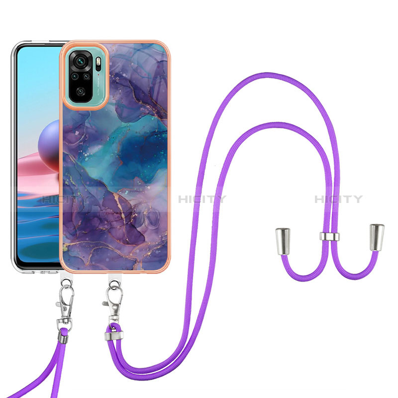 Coque Silicone Motif Fantaisie Souple Couleur Unie Etui Housse avec Laniere Strap YB7 pour Xiaomi Redmi Note 10 4G Plus