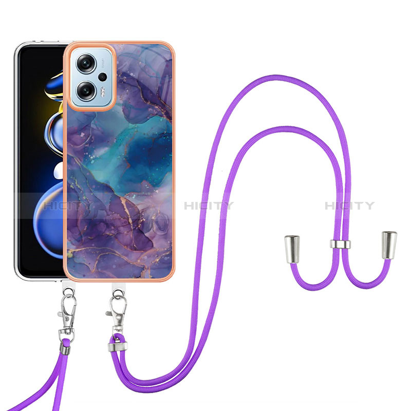 Coque Silicone Motif Fantaisie Souple Couleur Unie Etui Housse avec Laniere Strap YB7 pour Xiaomi Redmi Note 11T Pro 5G Plus