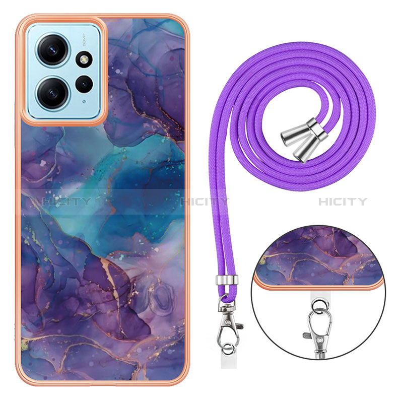 Coque Silicone Motif Fantaisie Souple Couleur Unie Etui Housse avec Laniere Strap YB7 pour Xiaomi Redmi Note 12 4G Plus