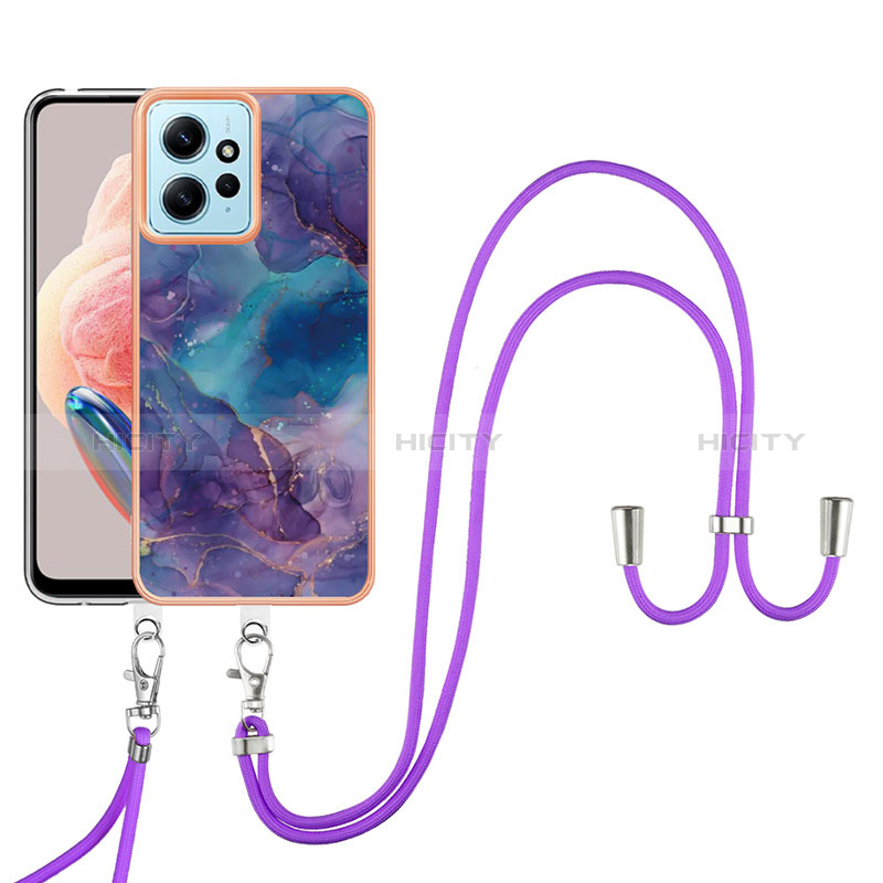 Coque Silicone Motif Fantaisie Souple Couleur Unie Etui Housse avec Laniere Strap YB7 pour Xiaomi Redmi Note 12 4G Plus