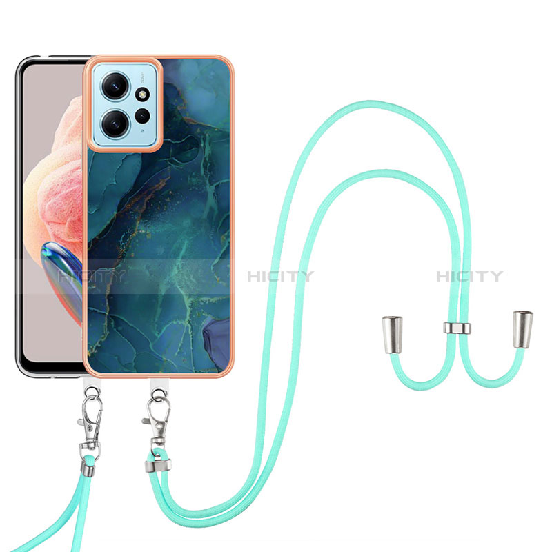 Coque Silicone Motif Fantaisie Souple Couleur Unie Etui Housse avec Laniere Strap YB7 pour Xiaomi Redmi Note 12 4G Plus