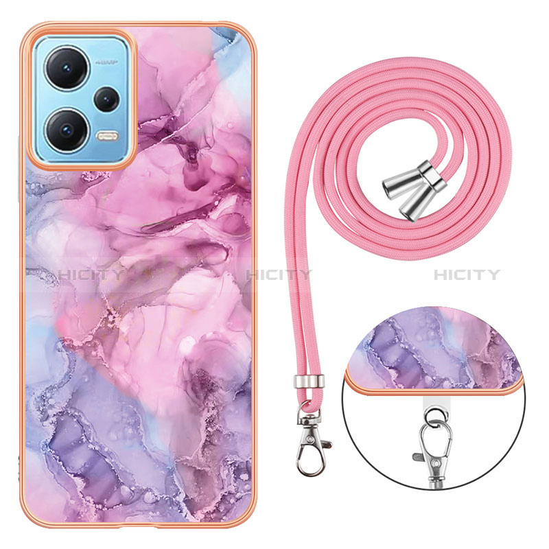 Coque Silicone Motif Fantaisie Souple Couleur Unie Etui Housse avec Laniere Strap YB7 pour Xiaomi Redmi Note 12 5G Plus