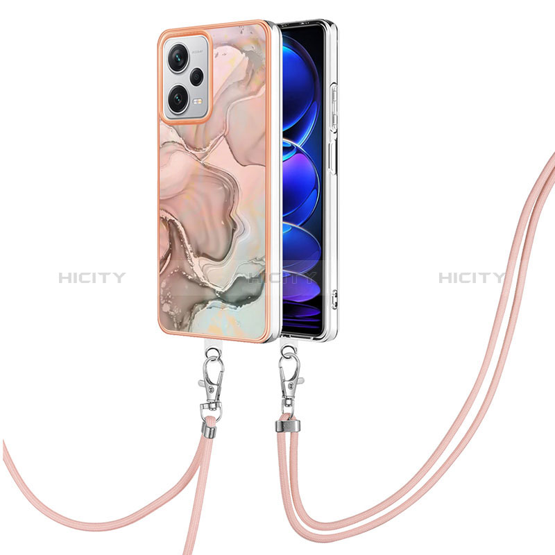 Coque Silicone Motif Fantaisie Souple Couleur Unie Etui Housse avec Laniere Strap YB7 pour Xiaomi Redmi Note 12 Explorer Plus