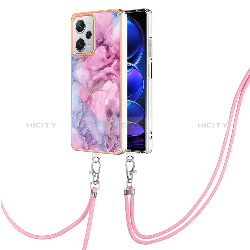 Coque Silicone Motif Fantaisie Souple Couleur Unie Etui Housse avec Laniere Strap YB7 pour Xiaomi Redmi Note 12 Explorer Plus