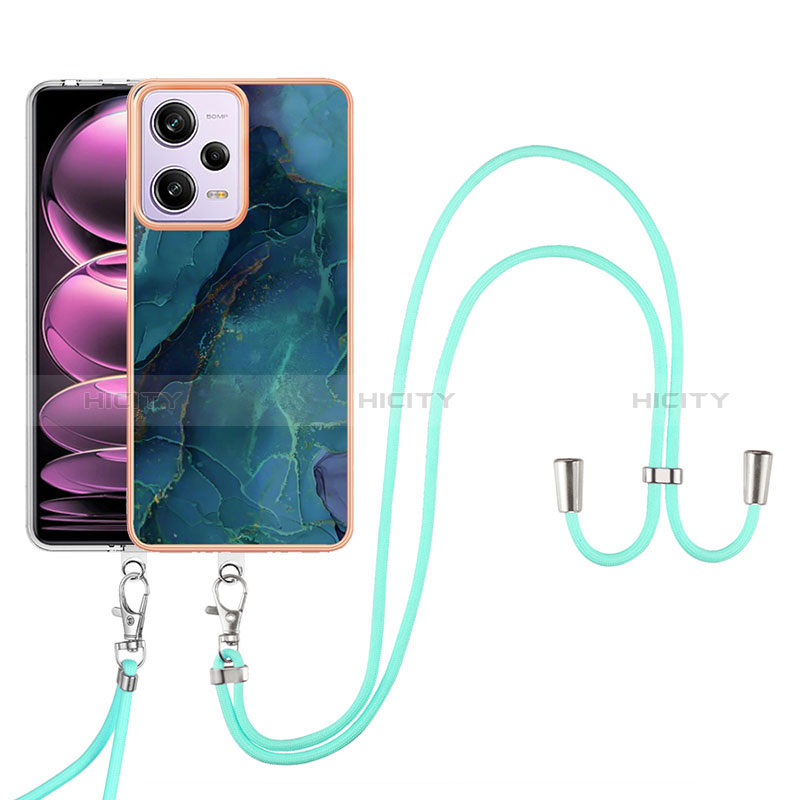 Coque Silicone Motif Fantaisie Souple Couleur Unie Etui Housse avec Laniere Strap YB7 pour Xiaomi Redmi Note 12 Pro 5G Plus