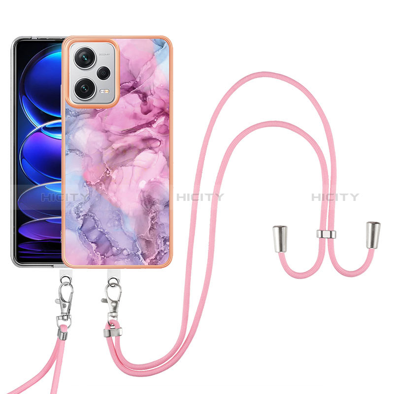 Coque Silicone Motif Fantaisie Souple Couleur Unie Etui Housse avec Laniere Strap YB7 pour Xiaomi Redmi Note 12 Pro+ Plus 5G Plus