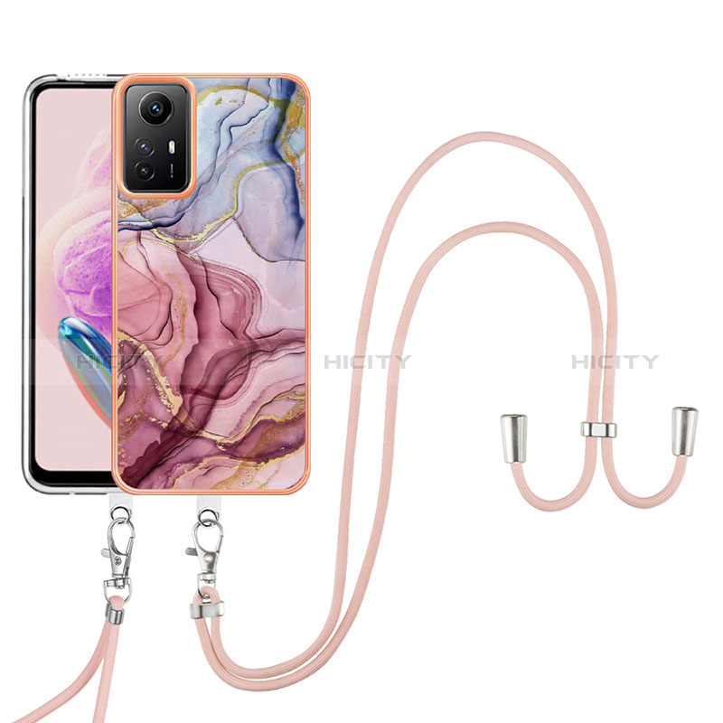 Coque Silicone Motif Fantaisie Souple Couleur Unie Etui Housse avec Laniere Strap YB7 pour Xiaomi Redmi Note 12S Mixte Plus