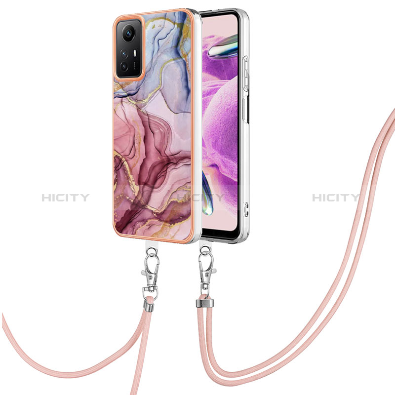 Coque Silicone Motif Fantaisie Souple Couleur Unie Etui Housse avec Laniere Strap YB7 pour Xiaomi Redmi Note 12S Plus