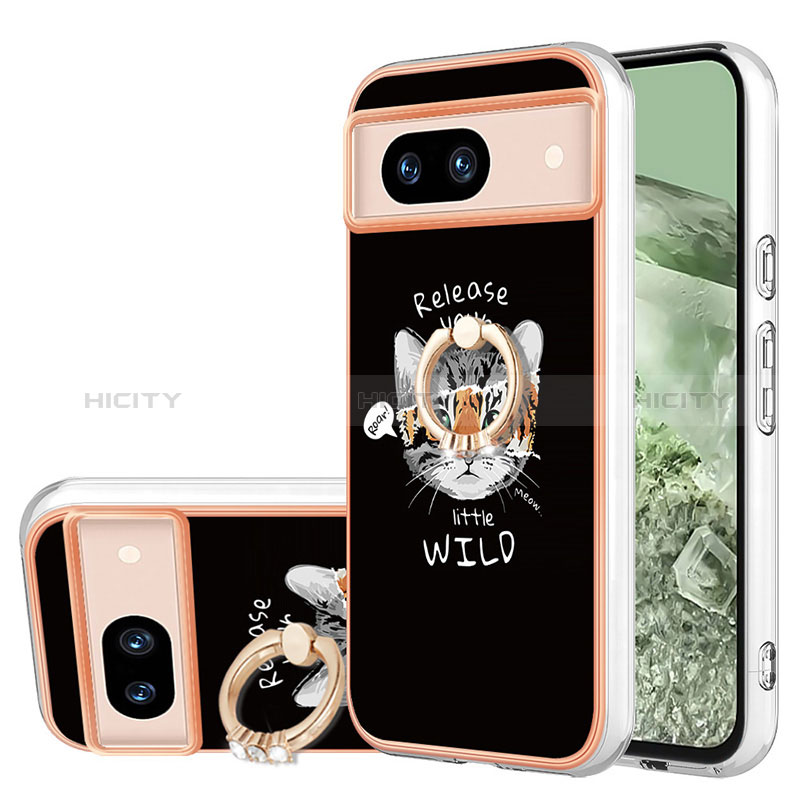 Coque Silicone Motif Fantaisie Souple Couleur Unie Etui Housse avec Laniere Strap YB8 pour Google Pixel 8a 5G Mixte Plus