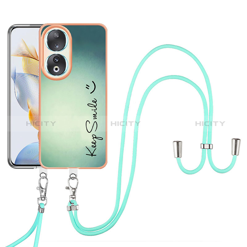 Coque Silicone Motif Fantaisie Souple Couleur Unie Etui Housse avec Laniere Strap YB8 pour Huawei Honor 90 5G Plus