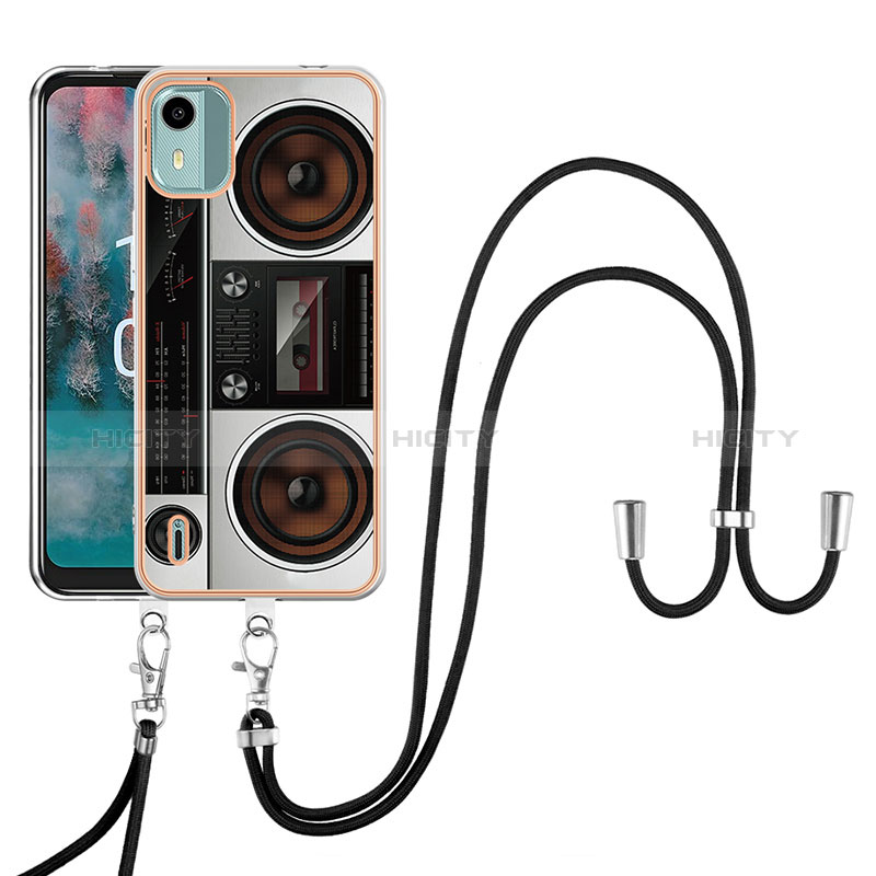 Coque Silicone Motif Fantaisie Souple Couleur Unie Etui Housse avec Laniere Strap YB8 pour Nokia C12 Plus