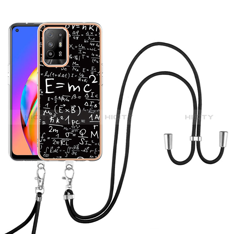 Coque Silicone Motif Fantaisie Souple Couleur Unie Etui Housse avec Laniere Strap YB8 pour Oppo A94 5G Plus