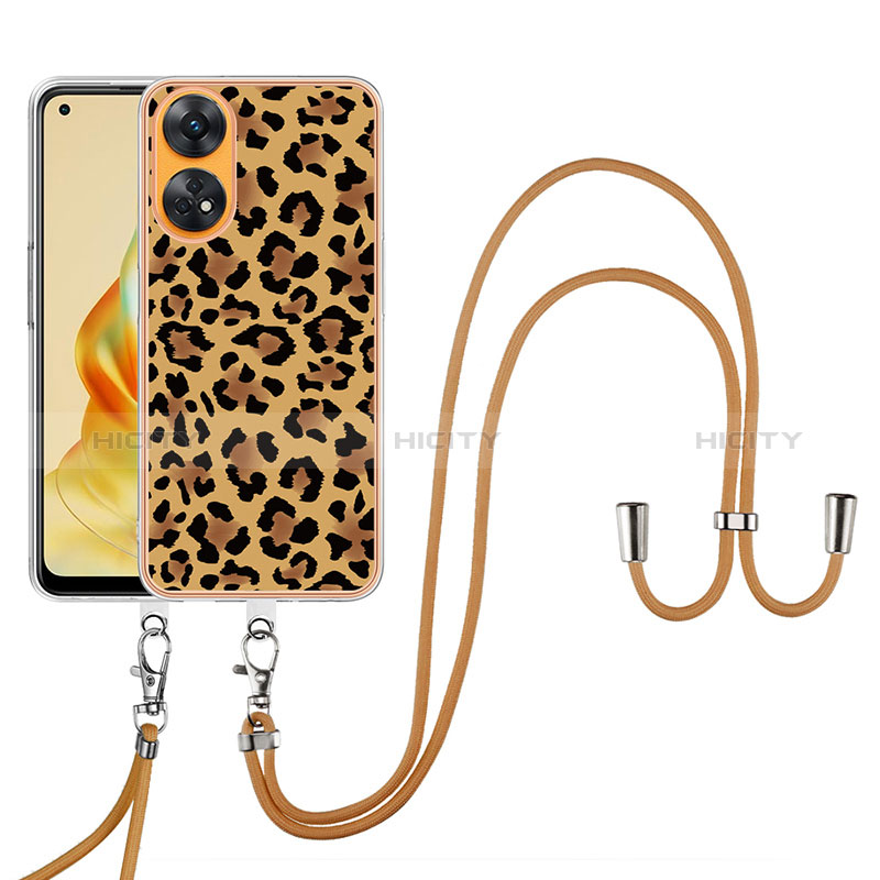 Coque Silicone Motif Fantaisie Souple Couleur Unie Etui Housse avec Laniere Strap YB8 pour Oppo Reno8 T 4G Plus