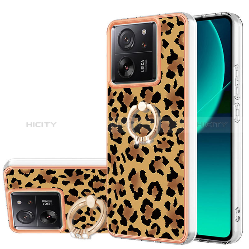 Coque Silicone Motif Fantaisie Souple Couleur Unie Etui Housse avec Laniere Strap YB8 pour Xiaomi Mi 13T Pro 5G Marron Plus