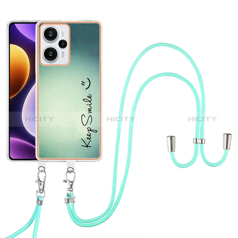 Coque Silicone Motif Fantaisie Souple Couleur Unie Etui Housse avec Laniere Strap YB8 pour Xiaomi Poco F5 5G Plus